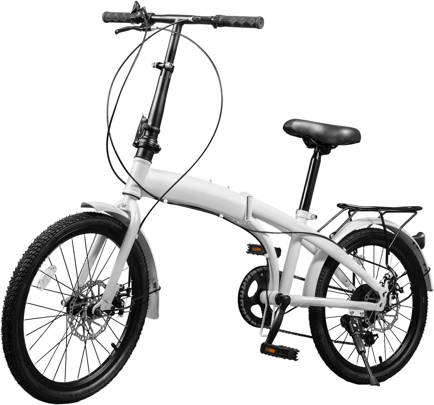 Foldable Bicycle,Folding Bike with 7 Speed Gears 20-inch Wheels Easy Folding City Bicycle with Disc Brake, Front and Rear Fenders…