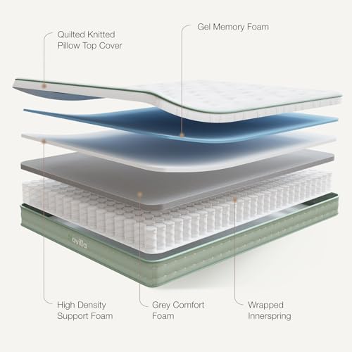 Novilla King Size Mattress 14 Inch, Hybrid Mattress King for Motion Isolation, Gel Memory Foam with Pressure Relief for Cool Night Sleep