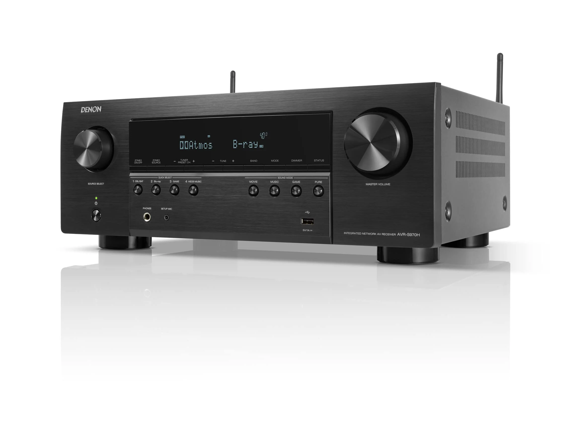 Restored Denon AVRS970H 7.2 Channel 8K AV Home Theater Receiver with Dolby Atmos, DTS: X, Wi-Fi, Bluetooth, Apple AirPlay
