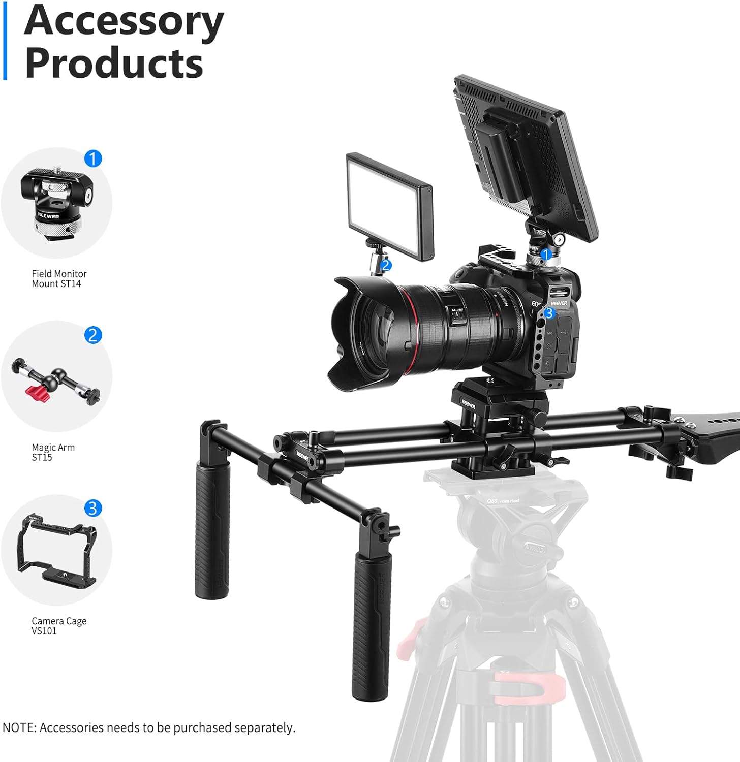 Neewer Universal Camera Shoulder Mount, Aluminum Alloy Camera Shoulder Rig, Video Filmmaking System with Movable Shoulder Pad, 15mm Rod