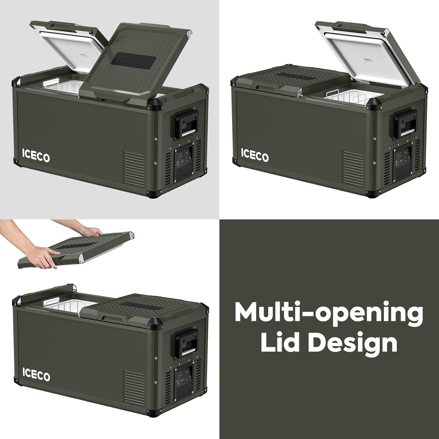 ICECO VL75ProD Portable Refrigerator, Dual Zone 12 Volt Car Fridge Freezer with SECOP Compressor, 78Qt 12V Portable Freezer with AC/DC, 0掳F to 50掳F