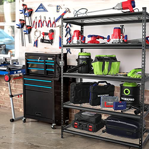 WORKPRO 5-Tier Metal Storage Shelving Unit, 48”W x 24”D x 72”H, Adjustable Storage Rack Heavy Duty Shelf, 4000 lbs Load Capacity (Total), for Garage