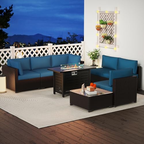 KIGOTY Patio Furniture Set 7 Pieces Conversation Sets, Outdoor Sectional Sofa