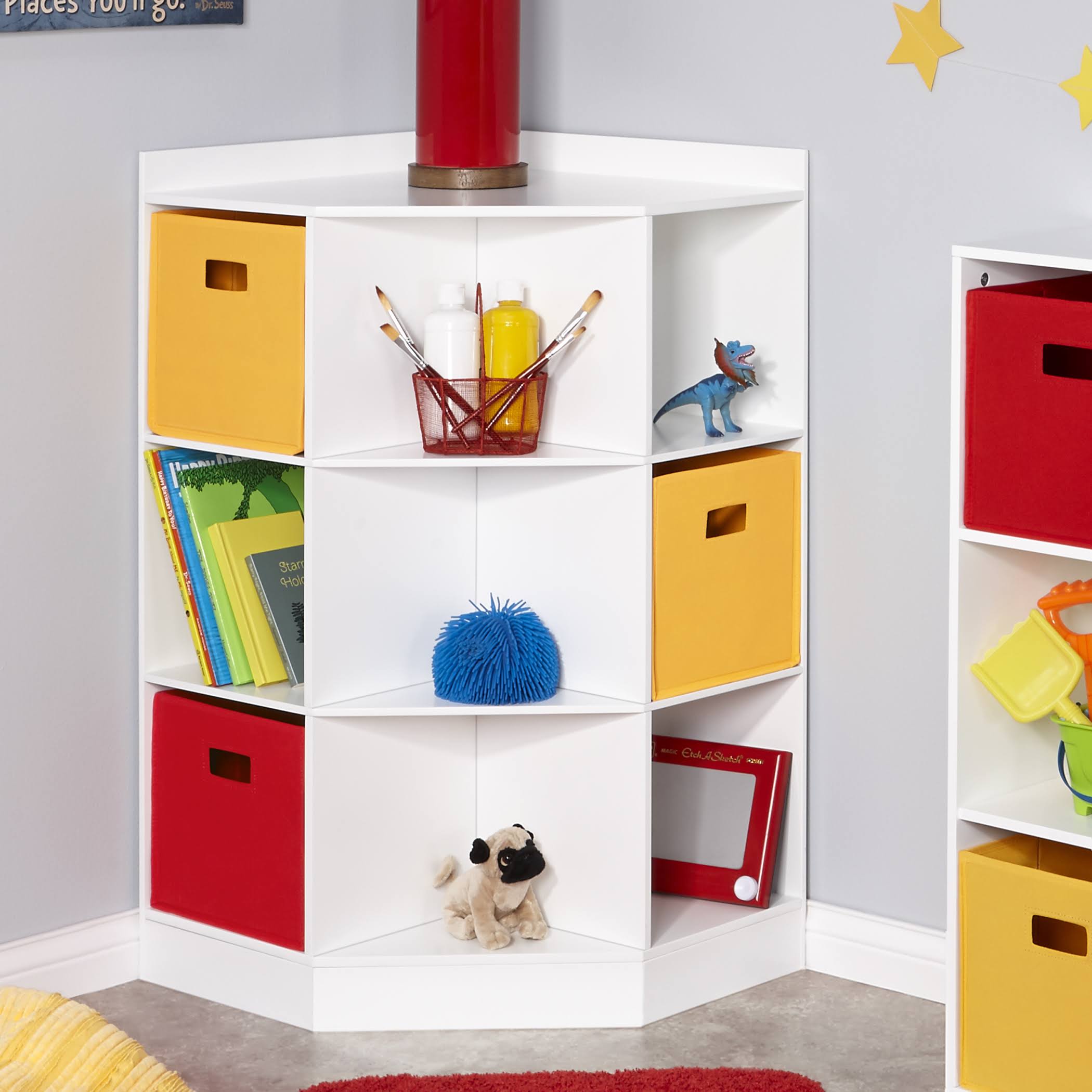 RiverRidge Kids 02-144 6-Cubby 3-Shelf Corner Cabinet, White