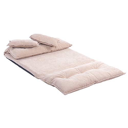 Lazy Floor Sofa Adjustable Folding Futon Sofa Video Gaming Sofa with Two Pillows, Multi-Functional Foldable Sleeper Bed Couch for Adults