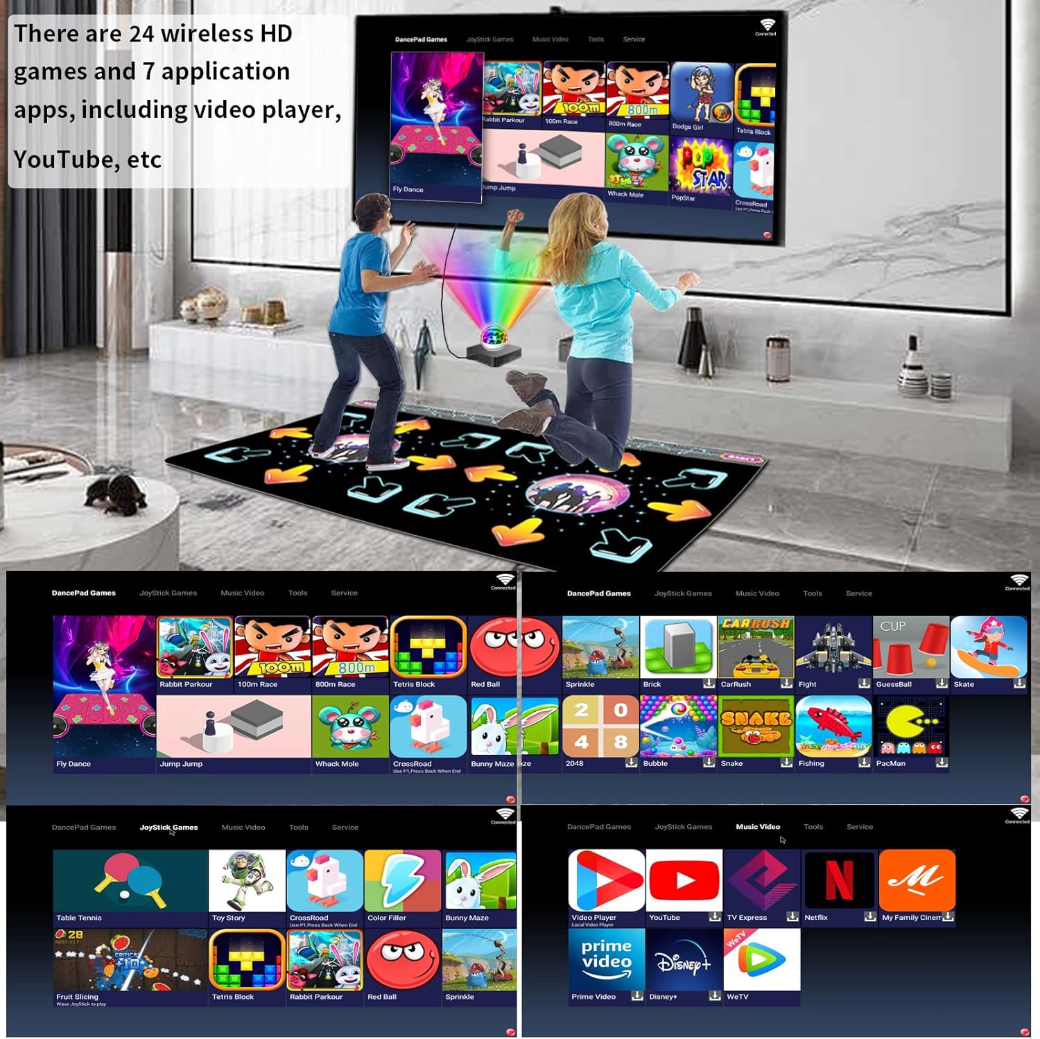YRPRSODF Double Dance Mat for Kids and Adults, TV/ PC HDMI Electronic Dancing Step Pad with Games, Music, Fitness,3D Somatosensory& Cartoon Mode