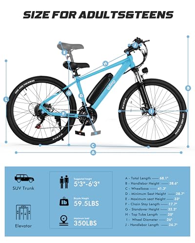 Racer Electric Bike for Adults - 21-Speed Mountain Lightweight Ebike with Peak 750W 22MPH Brushless Motor, 375Wh Removable Battery