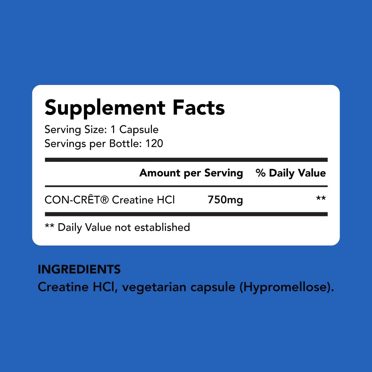 AMANDEAN Creatine HCl Pills. American Made CON-CRET. 120 Veggie Capsules. 7X Concentrated vs Monohydrate Powder. Supports Muscle Growth, Energy
