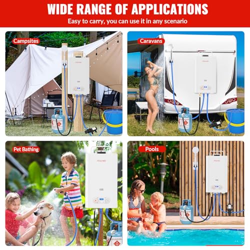 Tankless Water Heater Propane,2.64GPM 10L Outdoor Portable water heater,with 2 GPM Water Pump