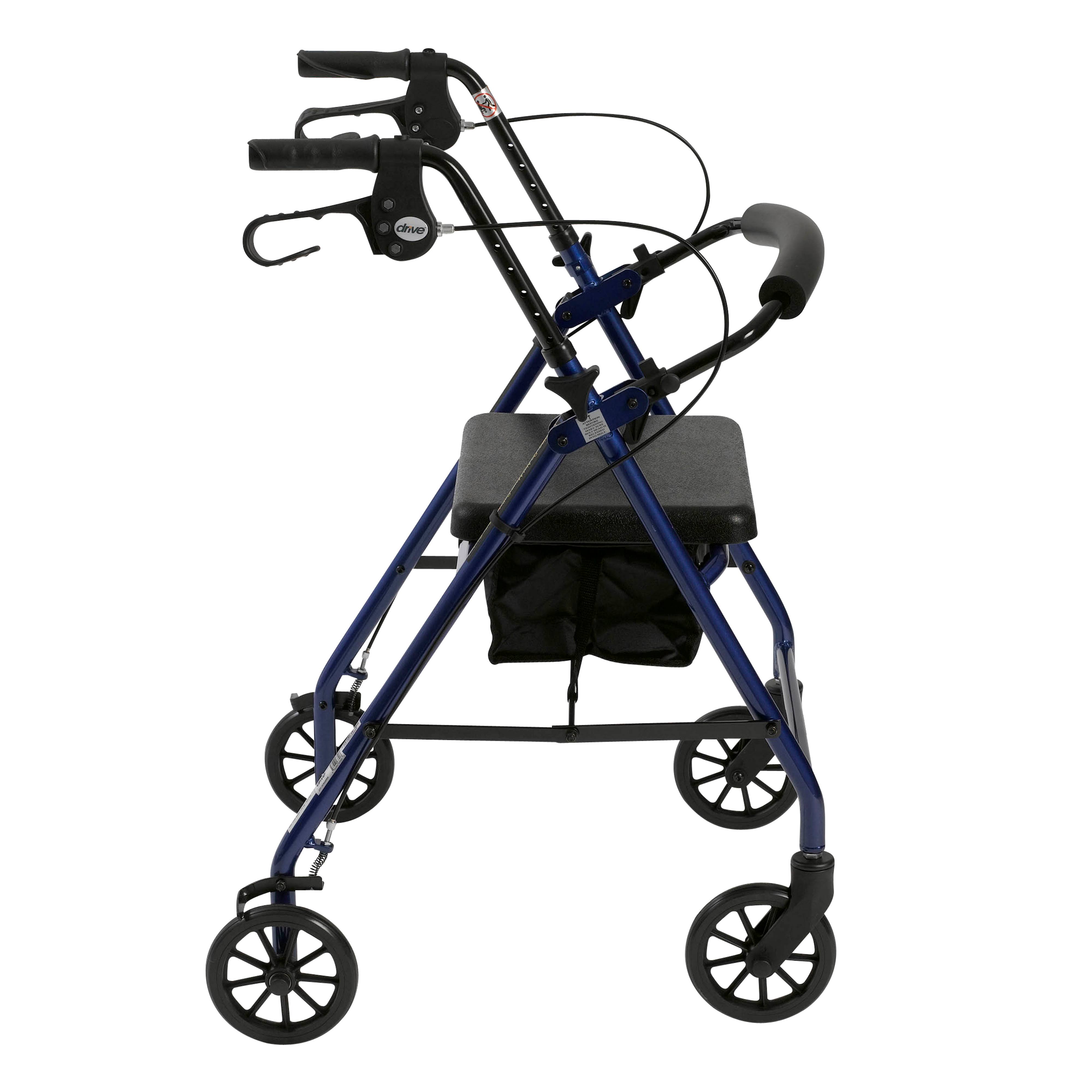 Drive Medical Walker Rollator with 6x22 Wheels Fold Up Removable Back Support and Padded Seat Blue