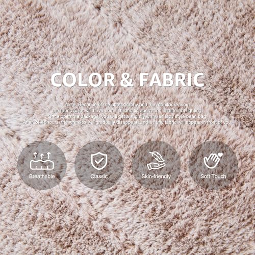 Bean Bag Chairs for Adults Giant Bean Bag Chair Memory Foam BeanBag Chair Big Bean Bag Sofa with Filler Faux Fur Fireside Beanbags Lazy Sofa for