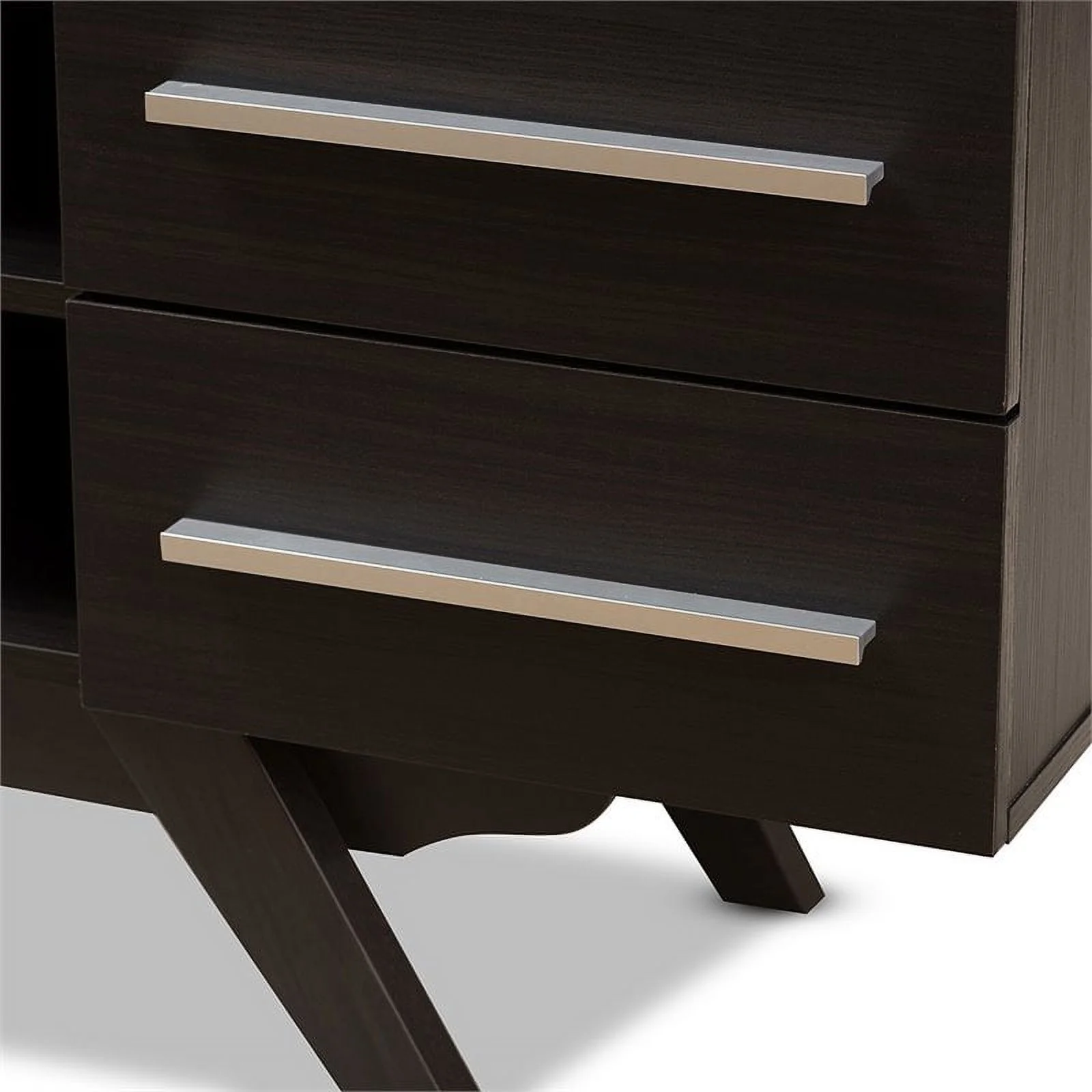 Bowery Hill 60" Mid-Century Modern TV Stand Console Entertainment Center in Dark Brown
