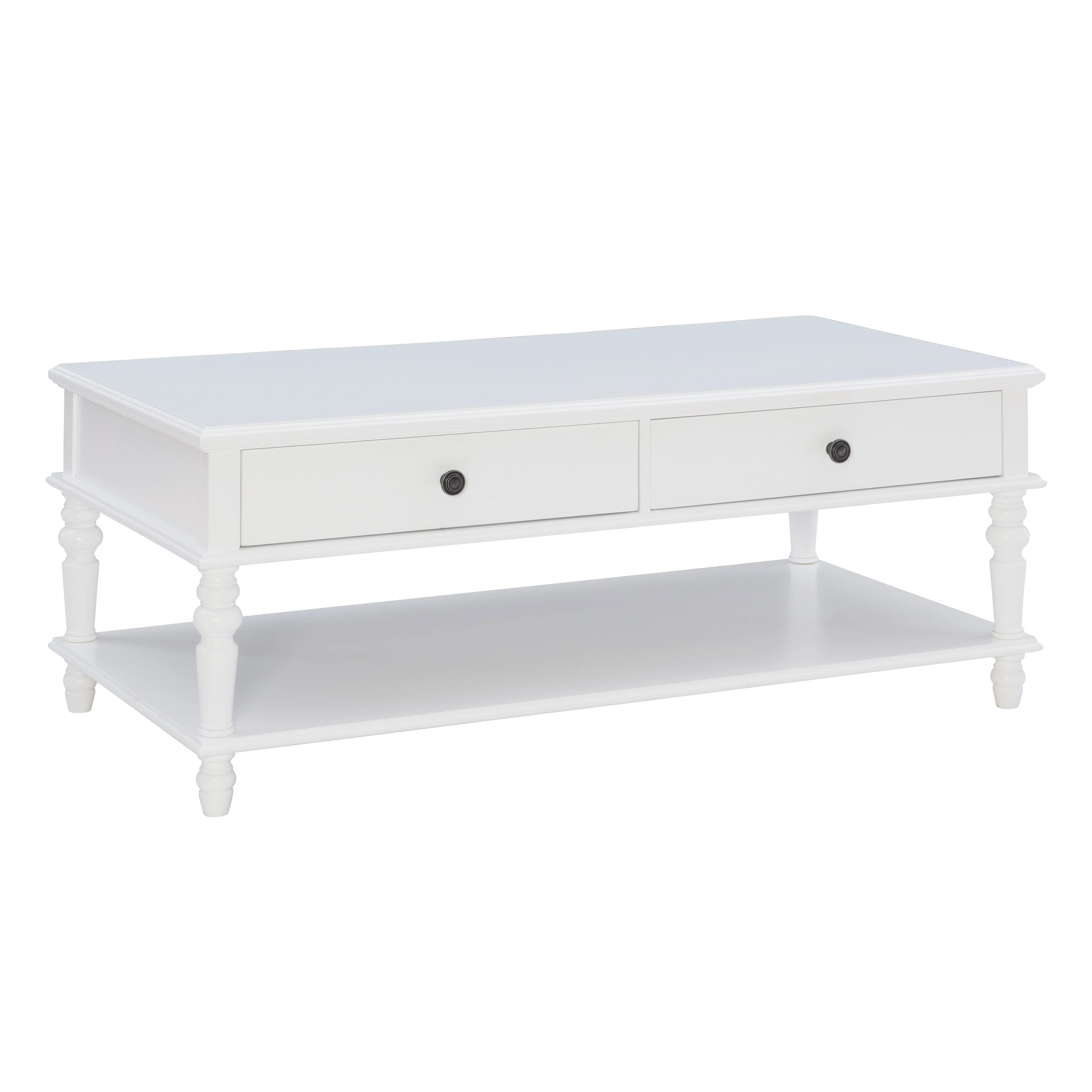 Linon Jowin White Wood 2 Drawer Coffee Table