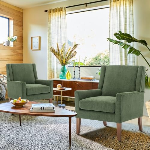 COLAMY Modern Wingback Living Room Chair, Upholstered Fabric Accent Armchair
