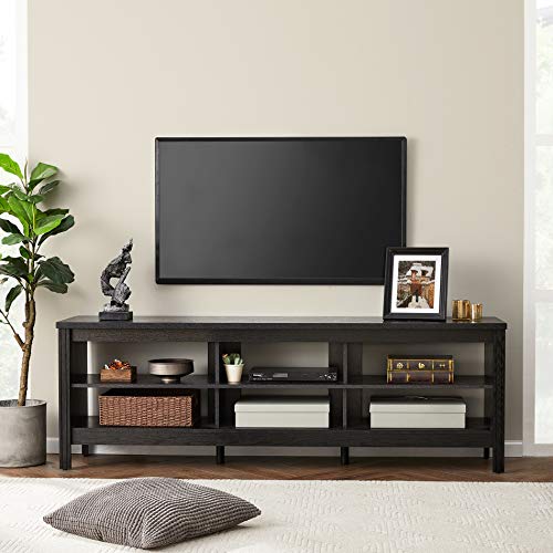 WAMPAT Farmhouse TV Stand for 75 inch TV, Wood Entertainment Center for 80 inch TV Console Table with 6 Storage Cubby for Living Room & Bedroom