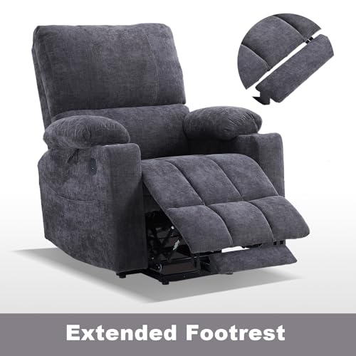 Power Lift Recliner Chair with Extended Footrest, Electric Lift Recliner Chair with Heat and Massage for Elderly, Lift Chair Cup Holders