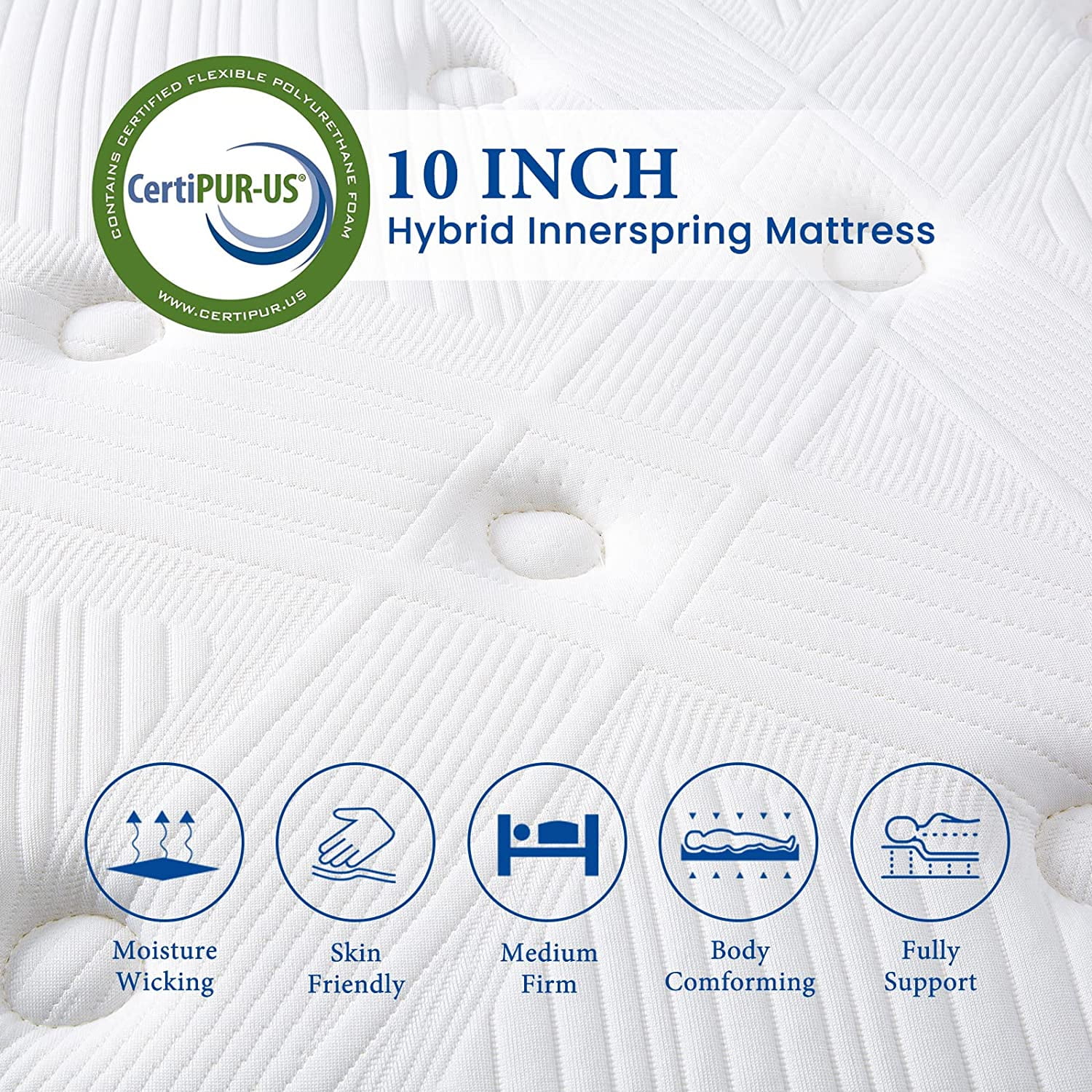 Full Mattress, Coolvie 10 Inch Full Size Gel Memory Foam Hybrid Mattress