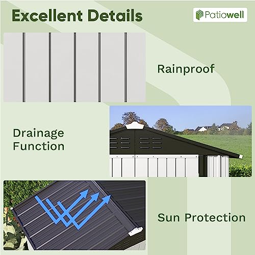 Patiowell 5x3 FT Outdoor Storage Shed, Tool Shed with Sloping Roof and Lockable Door, Metal Shed for Backyard Garden Patio Lawn, Brown