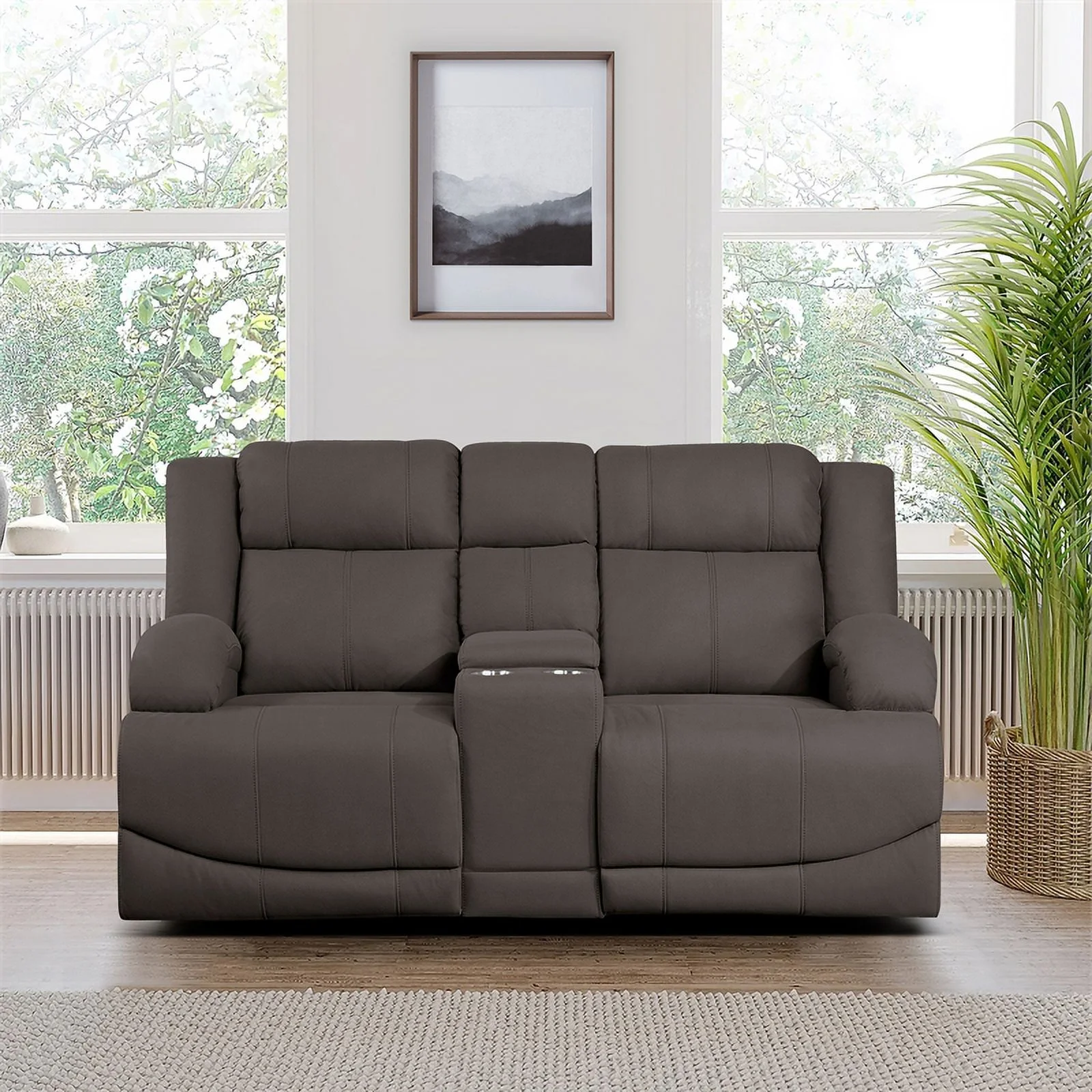Lexicon Camryn Microfiber 2-Piece Manual Reclining Sofa Set in Chocolate