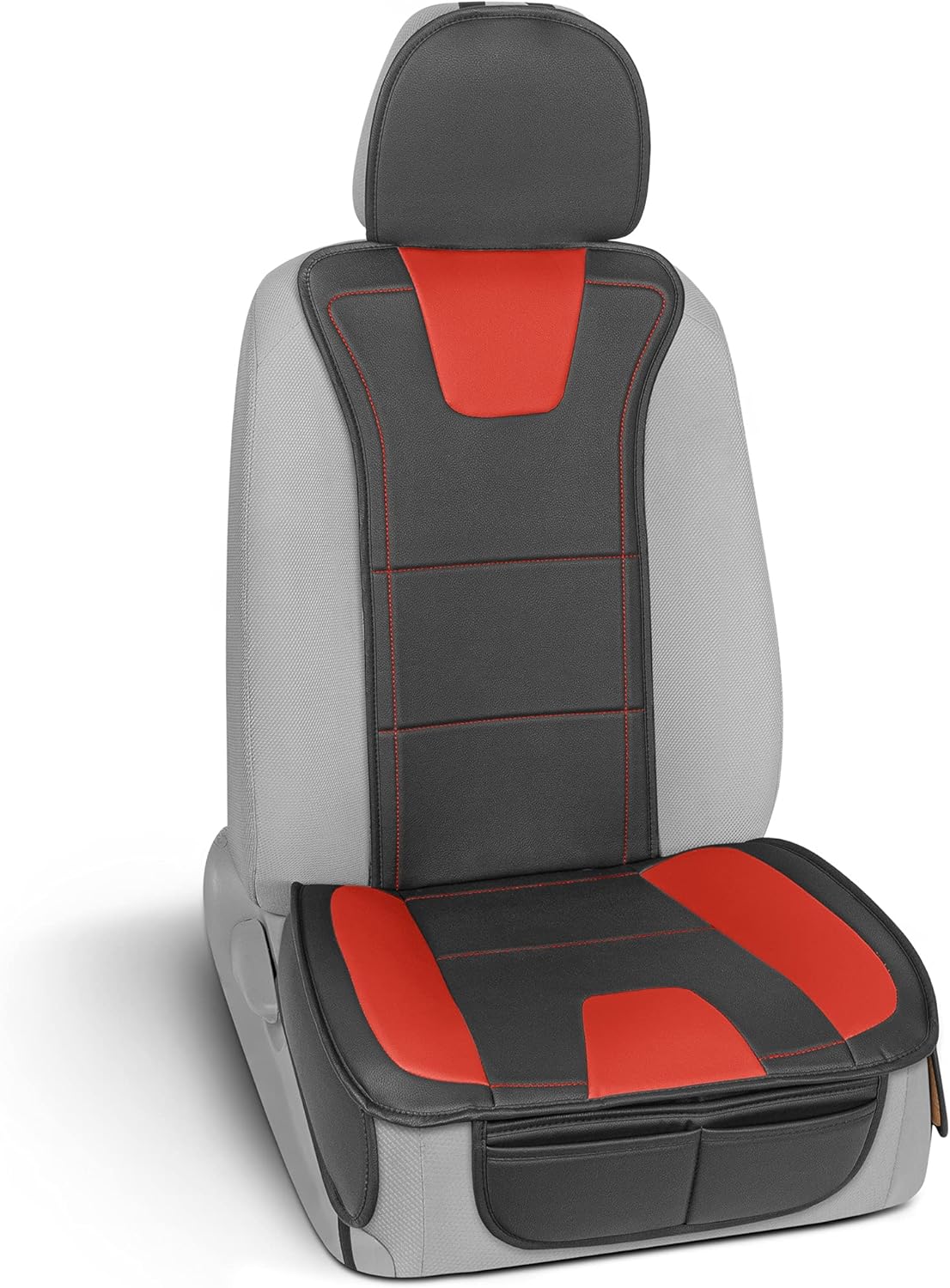 Motor Trend DuraLuxe Faux Solid Gray Leather Car Seat Cover, 1 Piece &ndash; Premium Car Seat Cushion for Front Seat