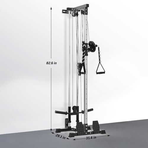 Wall Mount Cable Machine,LAT Power Cable Machine, LAT Pull Down and LAT Row LAT Tower,Cable Crossover Machine with 20 Positions