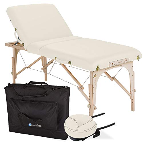 EARTHLITE Portable Massage Table Package AVALON – Reiki Endplate, Premium Flex-Rest Face Cradle & Strata Cushion, Carry Case (30”x73”)