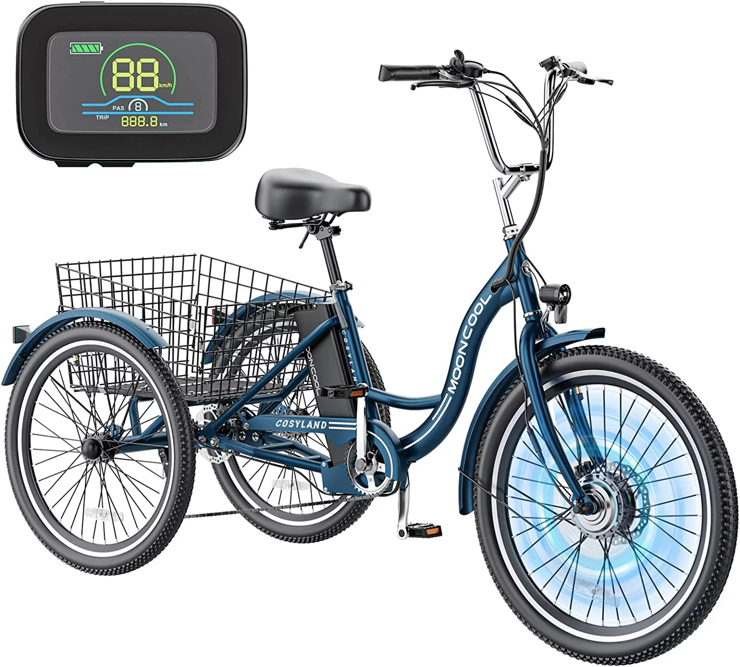 Mooncool 24 26 3 Wheel Electric Tricycle for Adults