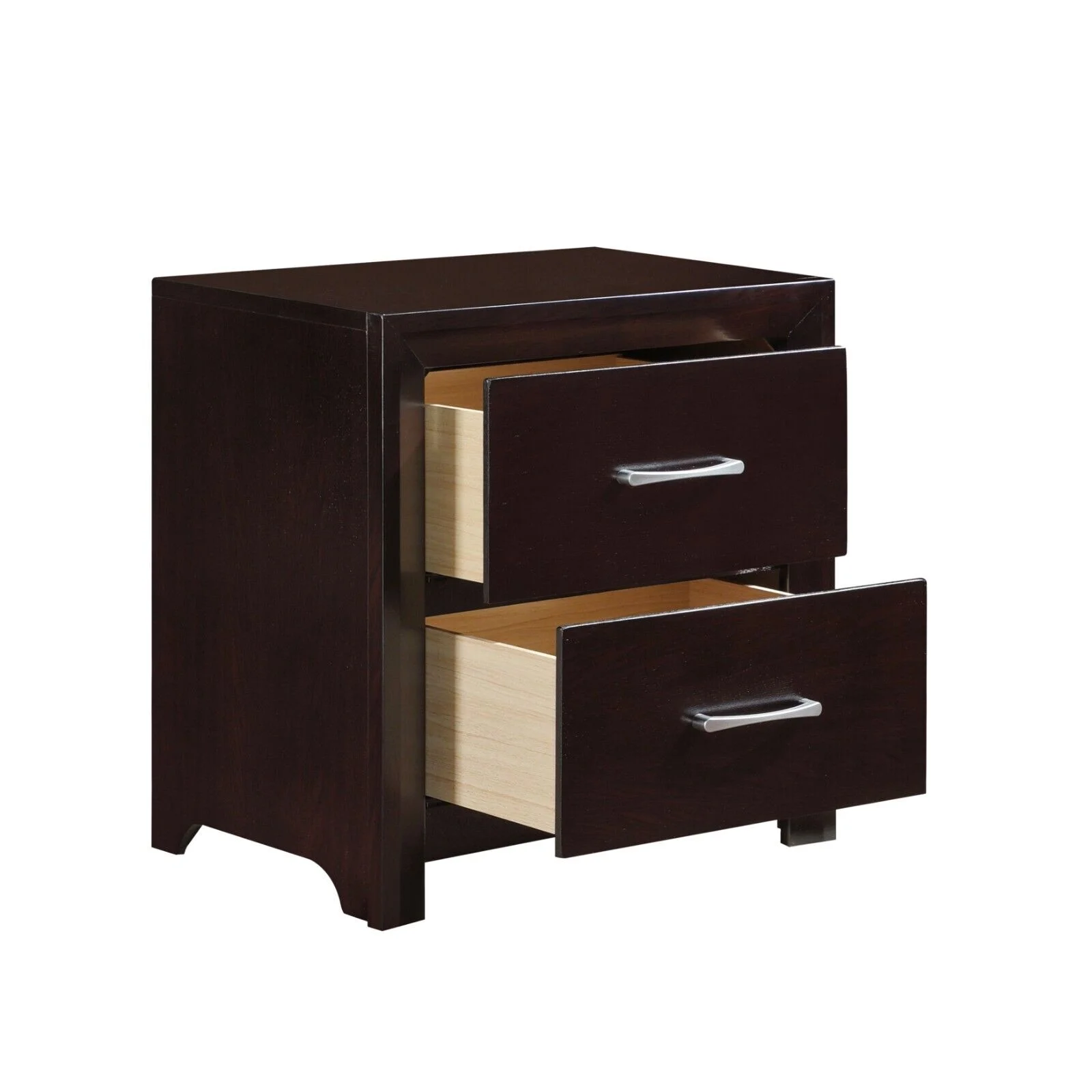 Contemporary Espresso Finish Bedroom 5pc Set Full Bed Dresser Nightstand Chest Mirror