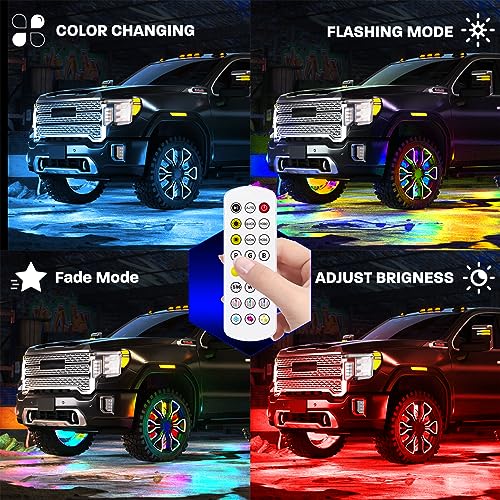 SUNPIE Wheel Lights for Truck - Universal 14.5’’ RGB Rim Light for Car/SUV
