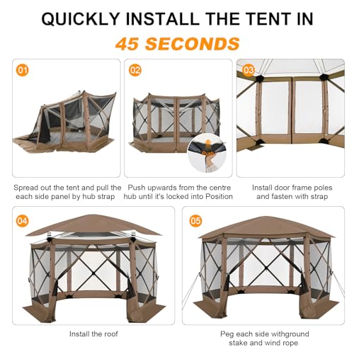 COBIZI 12x12ft Pop up Gazebo Screen Tent Screen House for Camping, Camping Outdoor Screened Gazebo, Canopy Tent