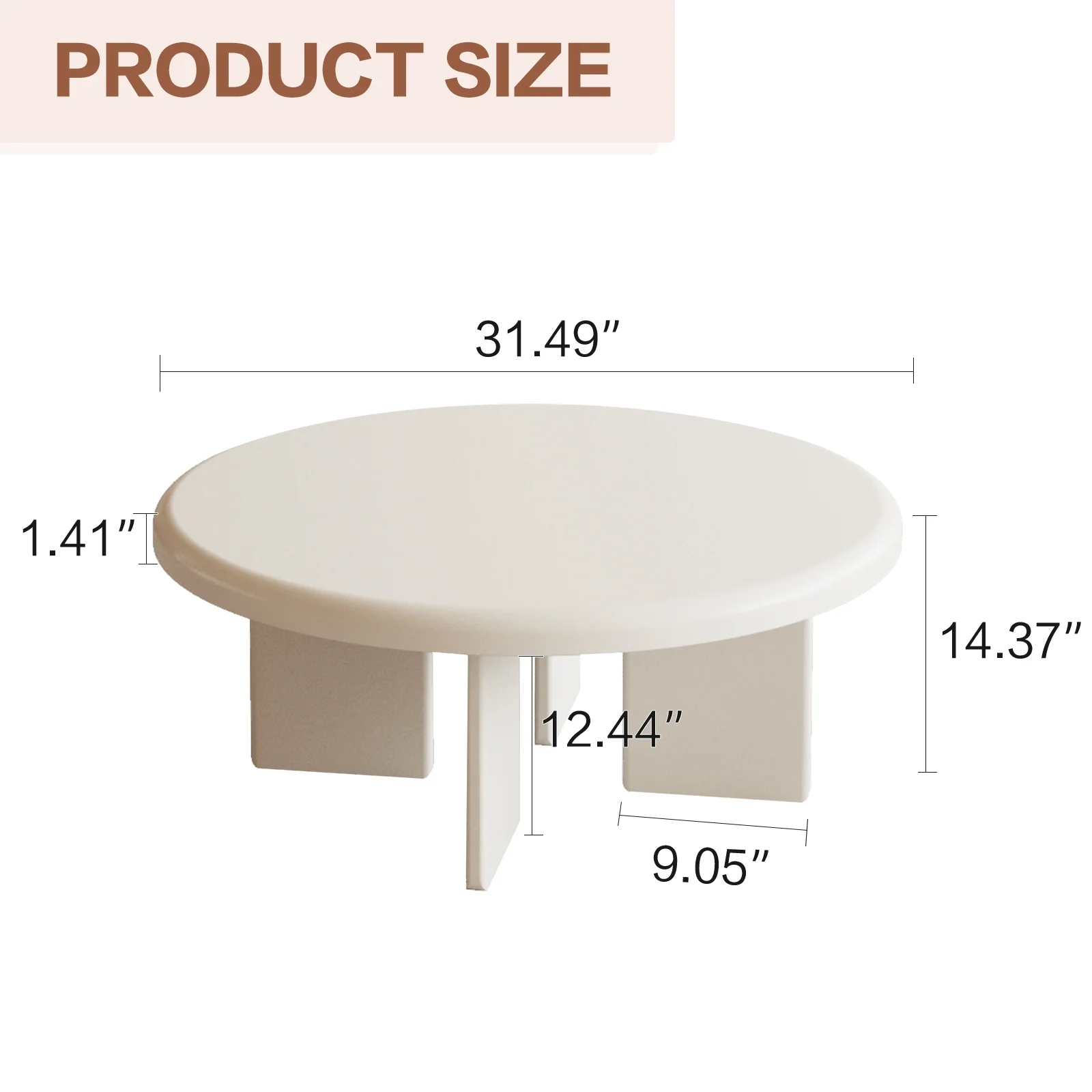 Guyii 31.49" Modern Coffee Table, White Round Coffee Table, Center Coffee Table, Small End Table for Living Room