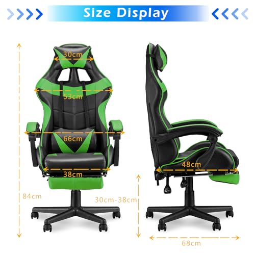 Soontrans White Gaming Chairs with Footrest,Ergonomic PC Computer Game Chair