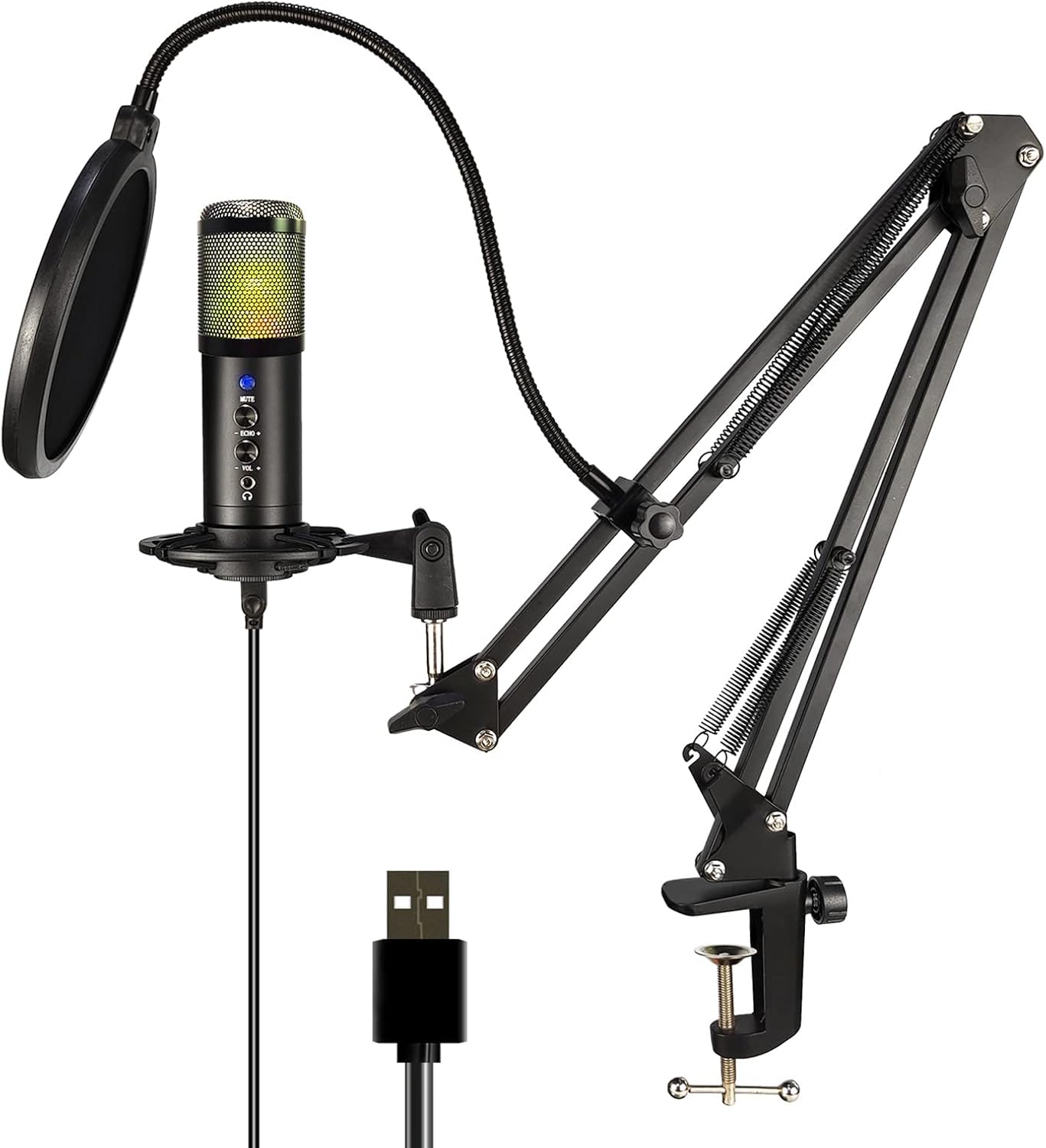 USB Microphone for PC, Censreal Gaming Microphone with Noise-Canceling for Streaming