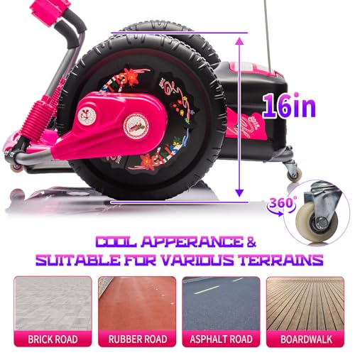 Electric Drifting Go Kart for Kids, 12V Outdoor Ride on Toys with 16-Inch Big Wheel, 360 Degree Spin, Speed of 4.66MPH, Dual Lever Steering