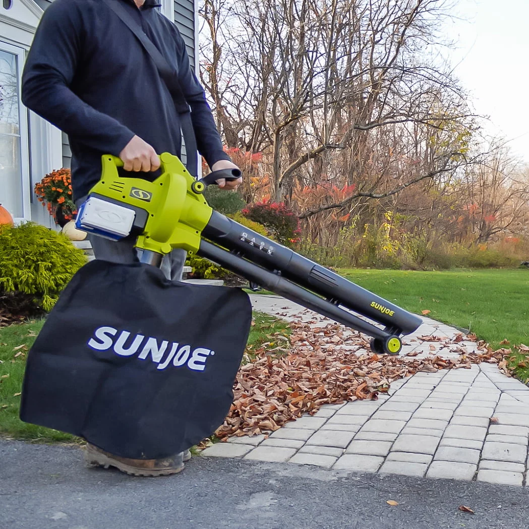 Sun Joe 48-Volt Cordless Leaf Blower Vacuum Mulcher Kit , 163-MPH , 391-CFM , 2 x 4.0-Ah Batteries and Charger