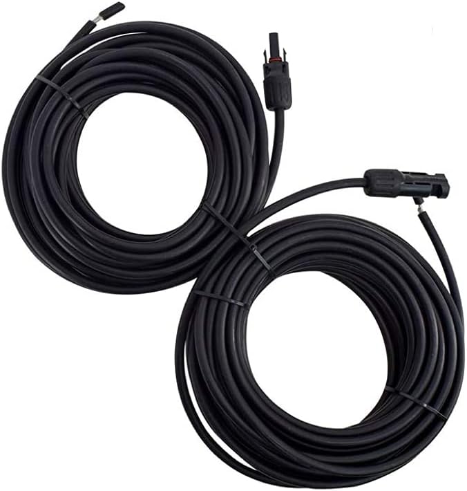 Renogy 40Ft 10AWG Male&Female Extension Cables Solar Panel and Controller Connector Adaptor Wire, Black Pack of 2