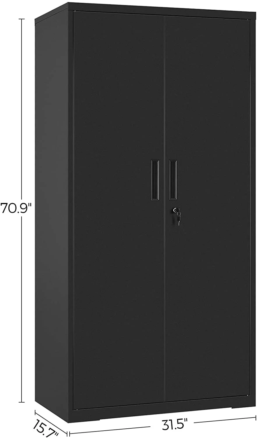 SONGMICS Garage Cabinet Metal Storage Cabinet with Doors and Shelves Office Cabinet for Home Office Garage Black