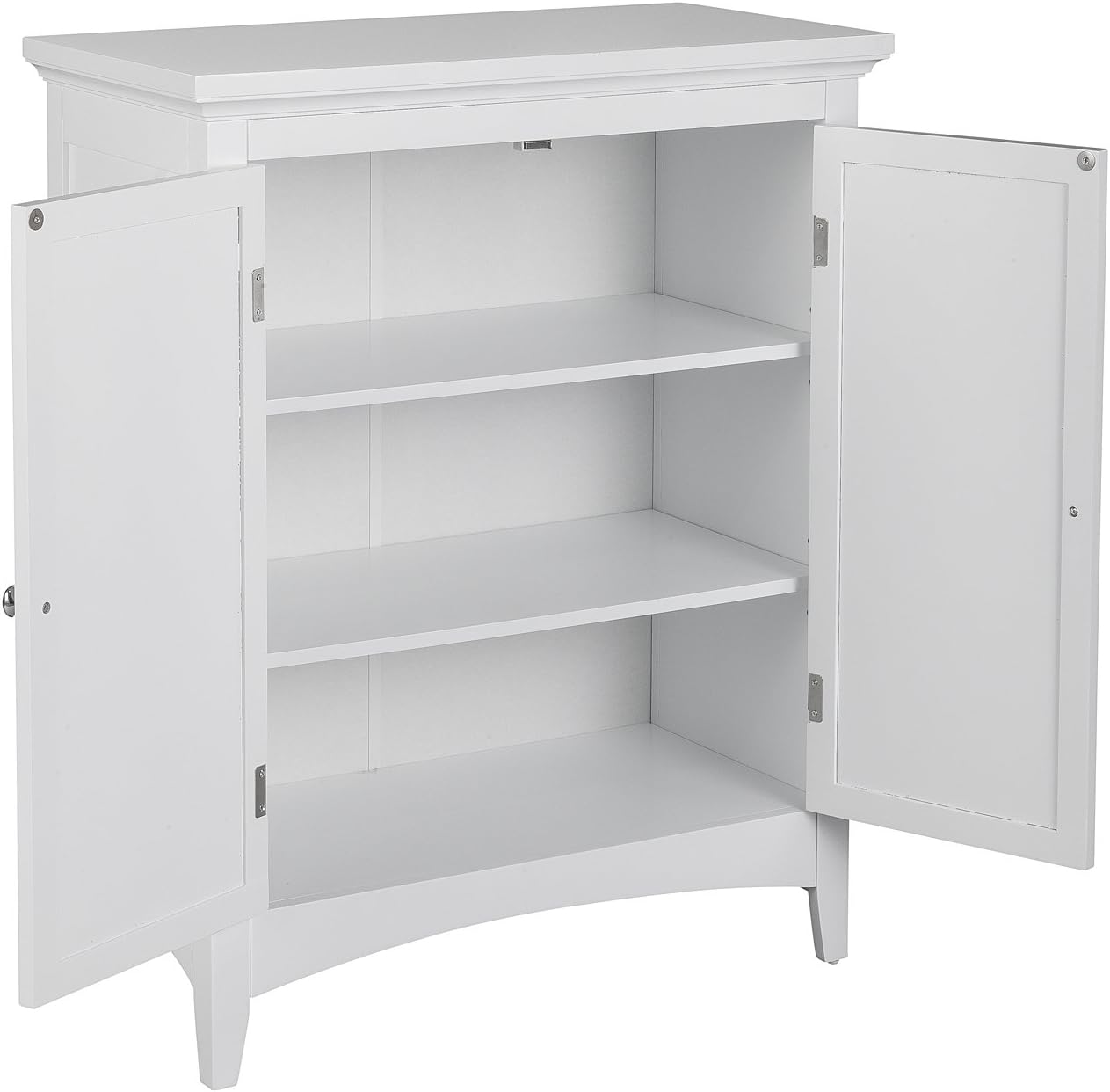 Elegant Home Fashions Glancy Freestanding Floor Cabinet Bathroom Kitchen Living Room Home Storage with 2 Shutter Doors 2 Adjustable Inner Shelves