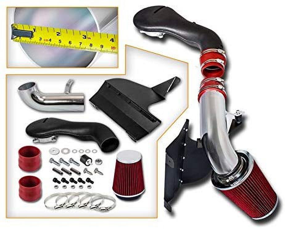 Cold Air Intake System with Heat Shield Kit + Filter Combo RED Compatible For 96-04 Chevy S10/ Chevy Blazer / 96-01 GMC Jimmy / 96-04 GMC Sonoma V6