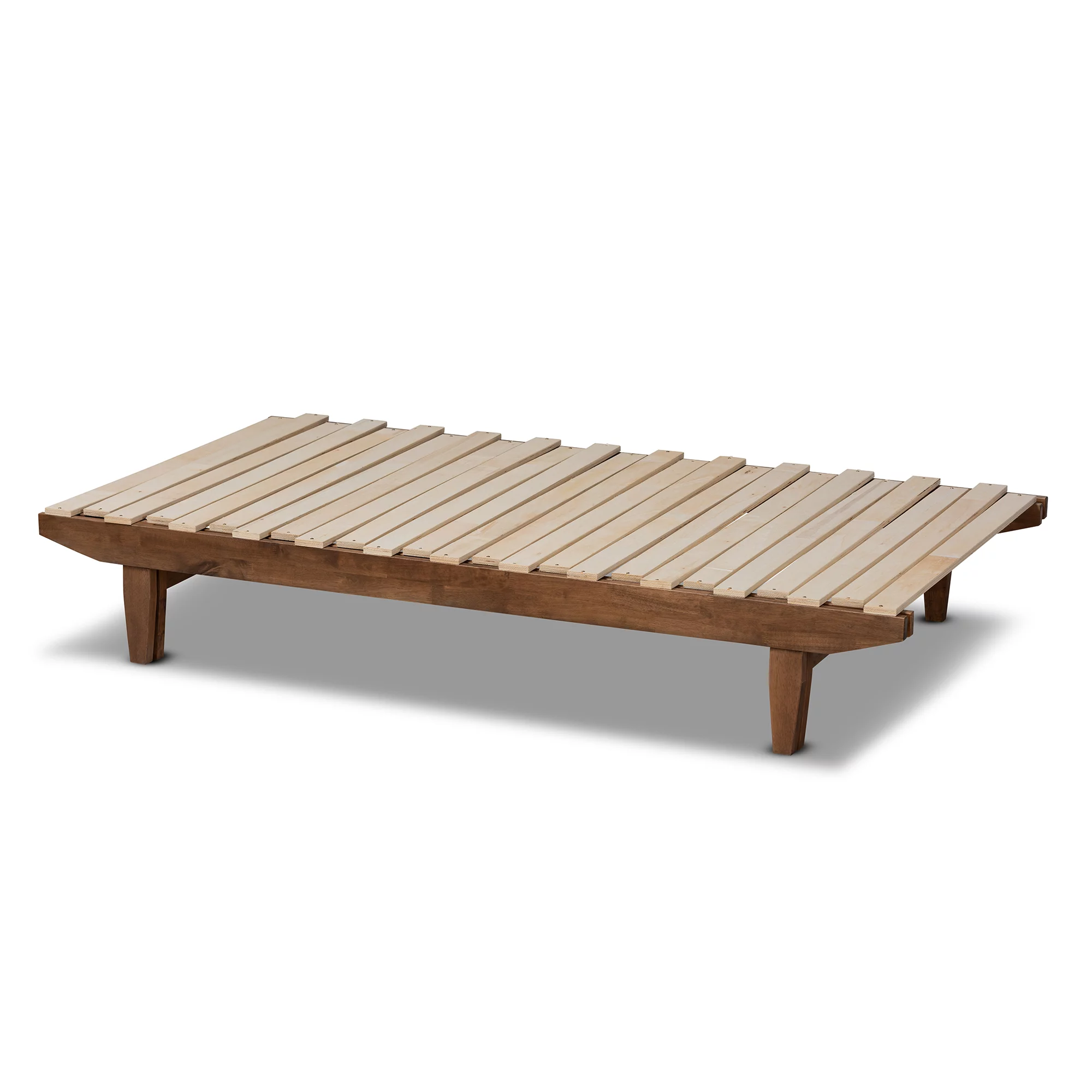 Baxton Studio Hiro Rubberwood Expandable Platform Bed Frame, Twin, Walnut