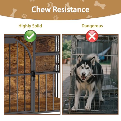 41.4" Large Dog Crate Furniture with Chew-Resistant, Heavy Duty Dog Kennel Indoor with Storage, End Table Wooden Dog Cage with Name Tag
