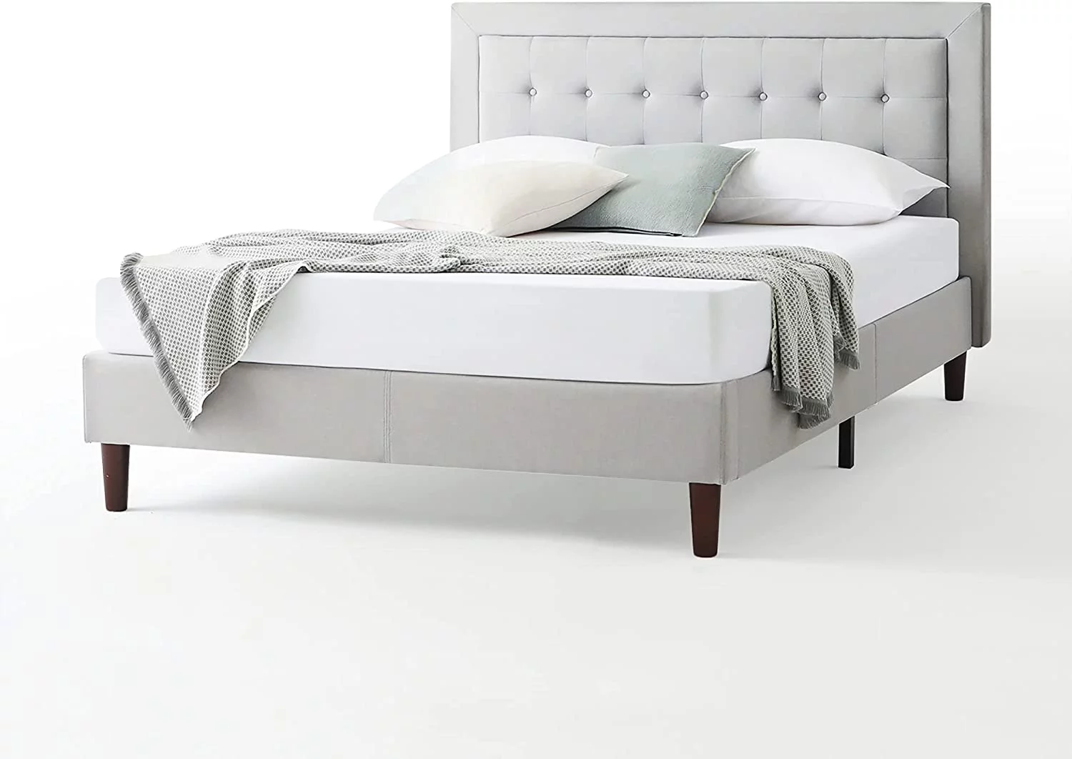 Zinus Dachelle Upholstered Platform Bed Frame Mattress Foundation Wood Slat Support No Box Spring Needed Easy Assembly Queen