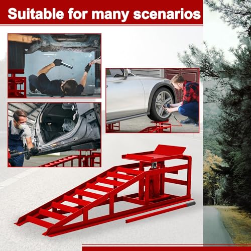 2 Pack Hydraulic Car Ramps 5T 10000lbs Low Profile Car Lift Service Ramps Truck Trailer Garage,Height Hydraulic Vehicle Ramps