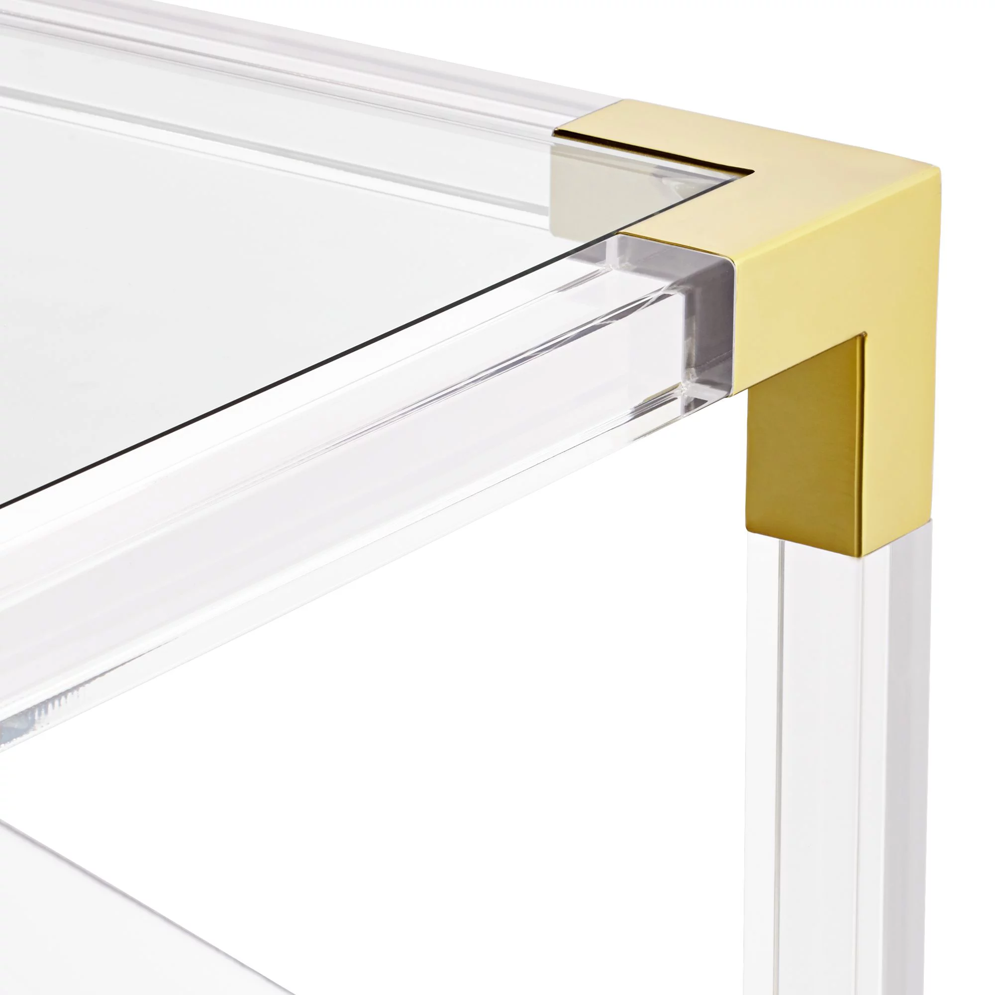 55 Downing Street Hanna Modern Cast Acrylic Square Coffee Table 40" Wide Clear Gold Tempered Glass Tabletop for Living Room Bedroom Bedside Entryway
