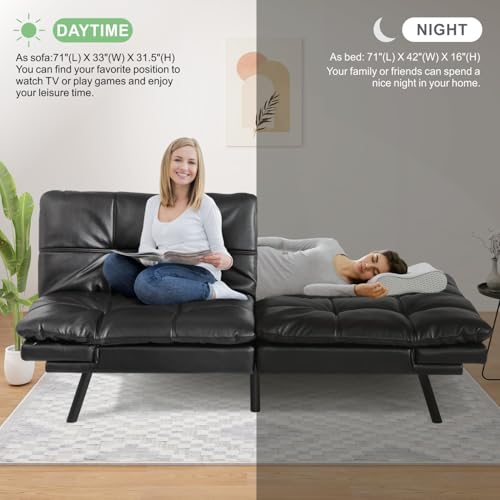 MUUEGM Futon Sofa Bed Couch, Memory Foam Futon Convertible Futon Couch, Sofa Bed Couch,Modern Loveseat Daybed Sofa,Comfy Sleeper Couch for Apartment