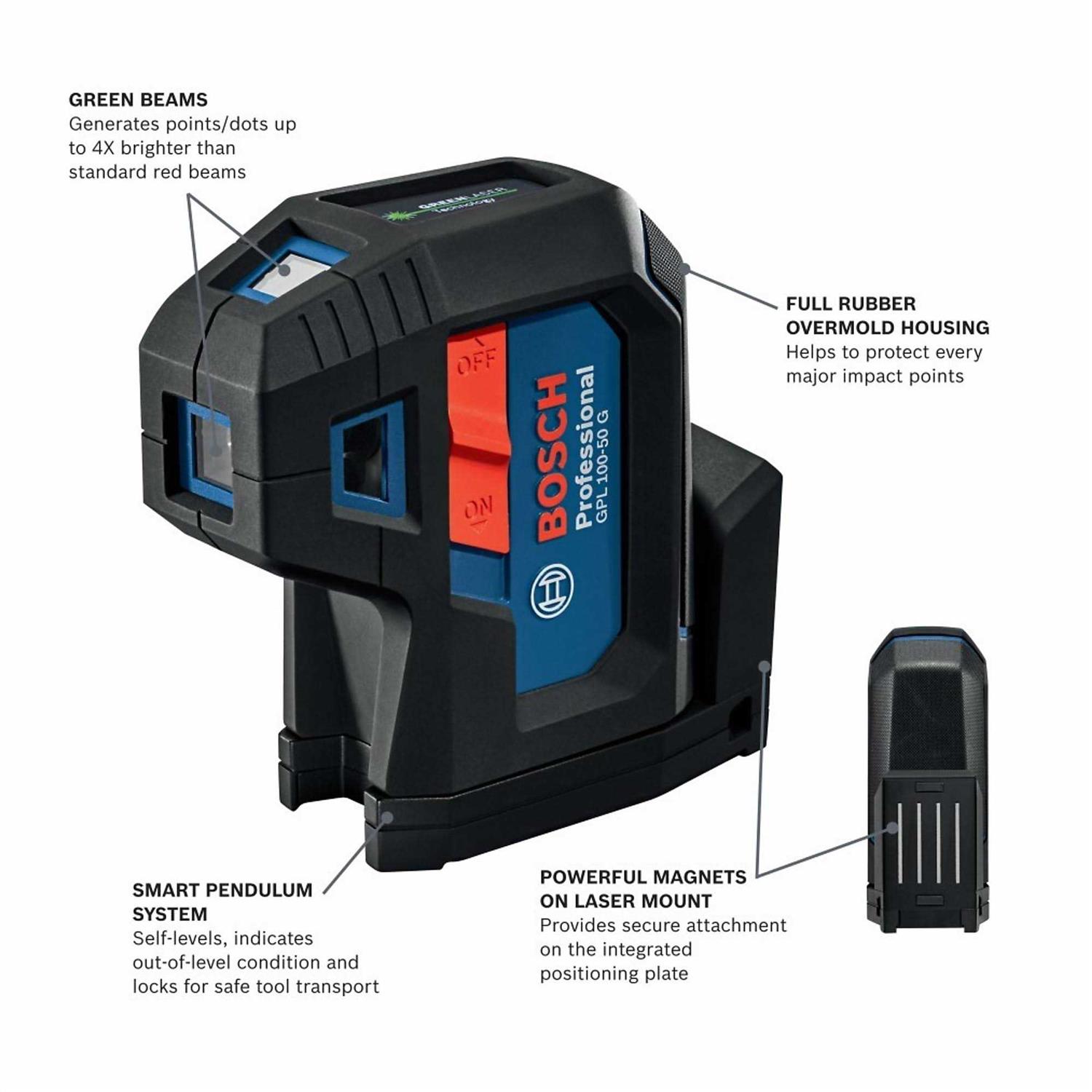 Bosch Green-Beam 5-Point Self-Leveling Alignment Laser GPL100-50G - Shop Hardware Tools Online Store