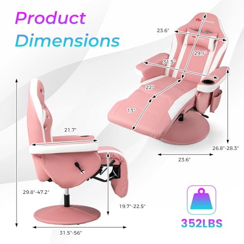 Goplus Massage Gaming Chair, Racing Style Gaming Recliner w/Adjustable Backrest and Footrest