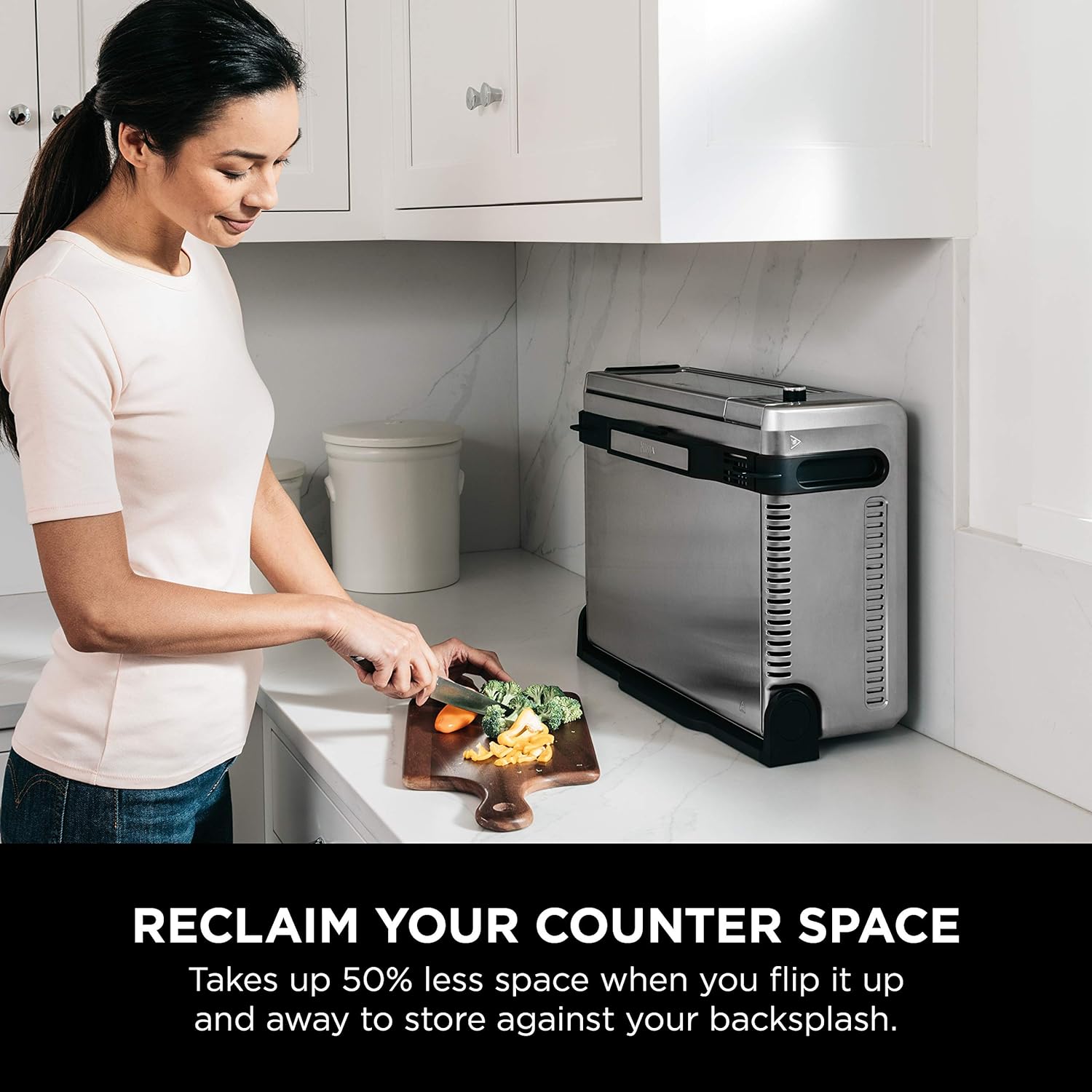 Ninja SP101 Digital Air Fry Countertop Oven with 8-in-1 Functionality, Flip Up & Away Capability for Storage Space, with Air Fry Basket
