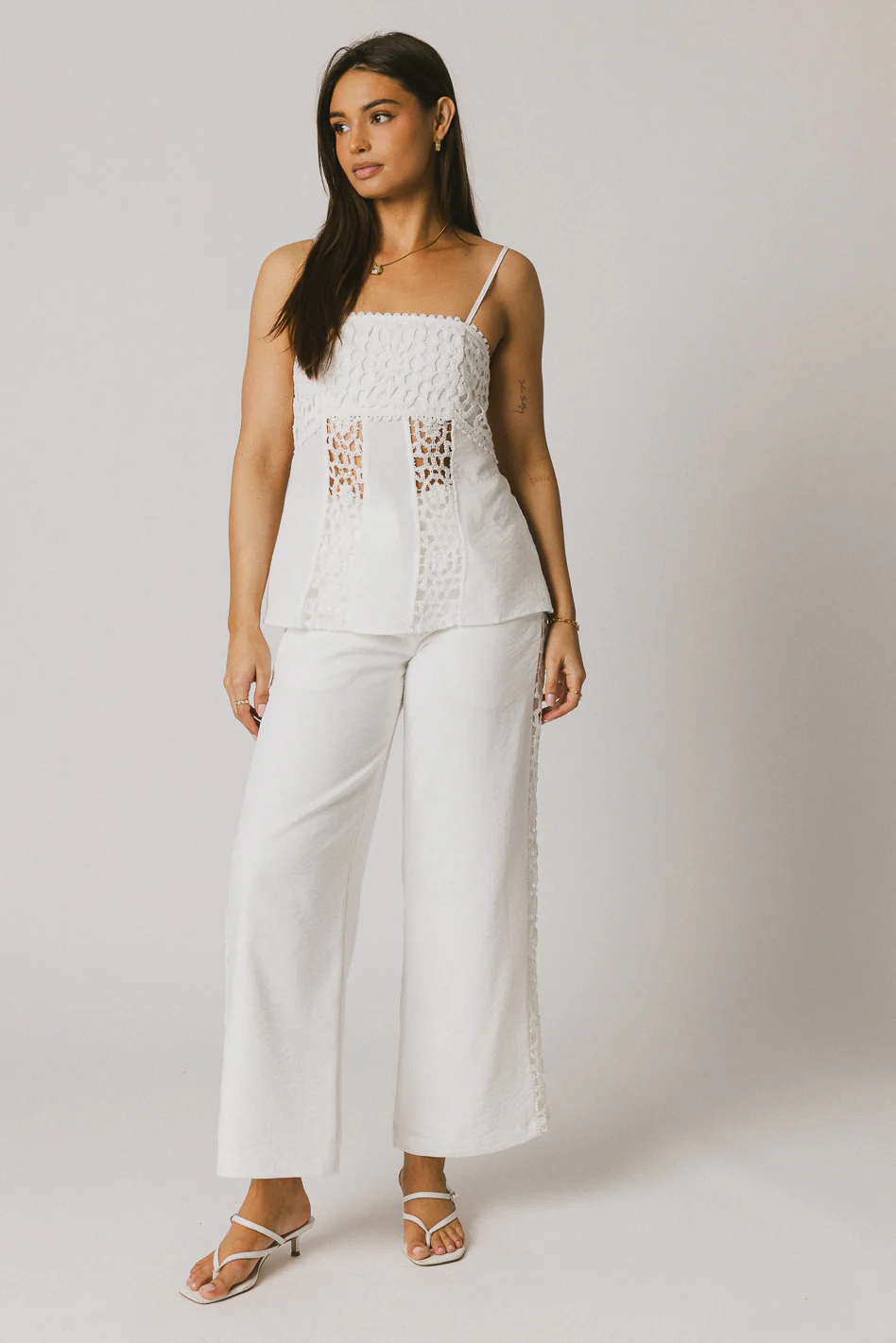 Karie Crochet Pants in White - FINAL SALE