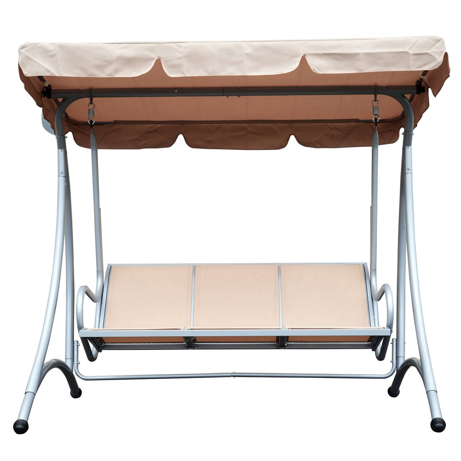 Outsunny 3 Person Steel Outdoor Patio Swing Chair with Canopy - Beige